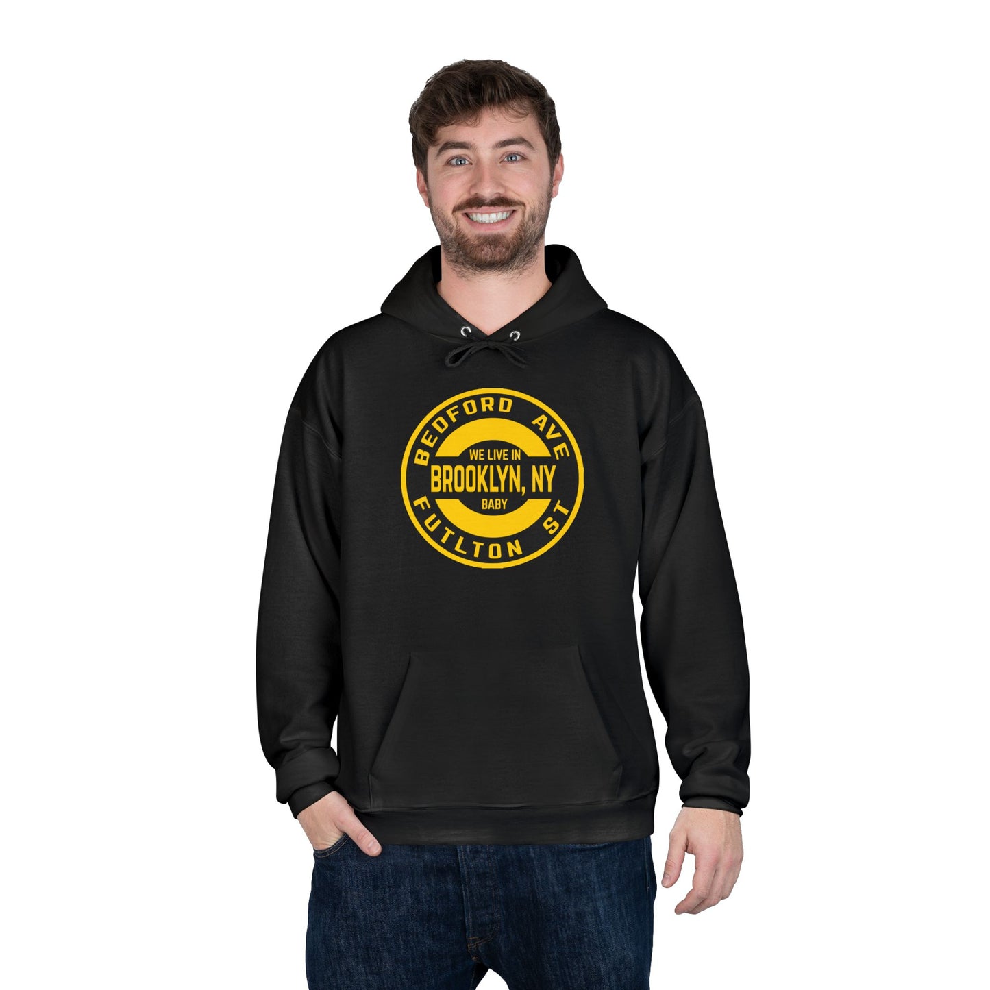 Brooklyn, NY -Yellow - Unisex EcoSmart® Pullover Hoodie Sweatshirt