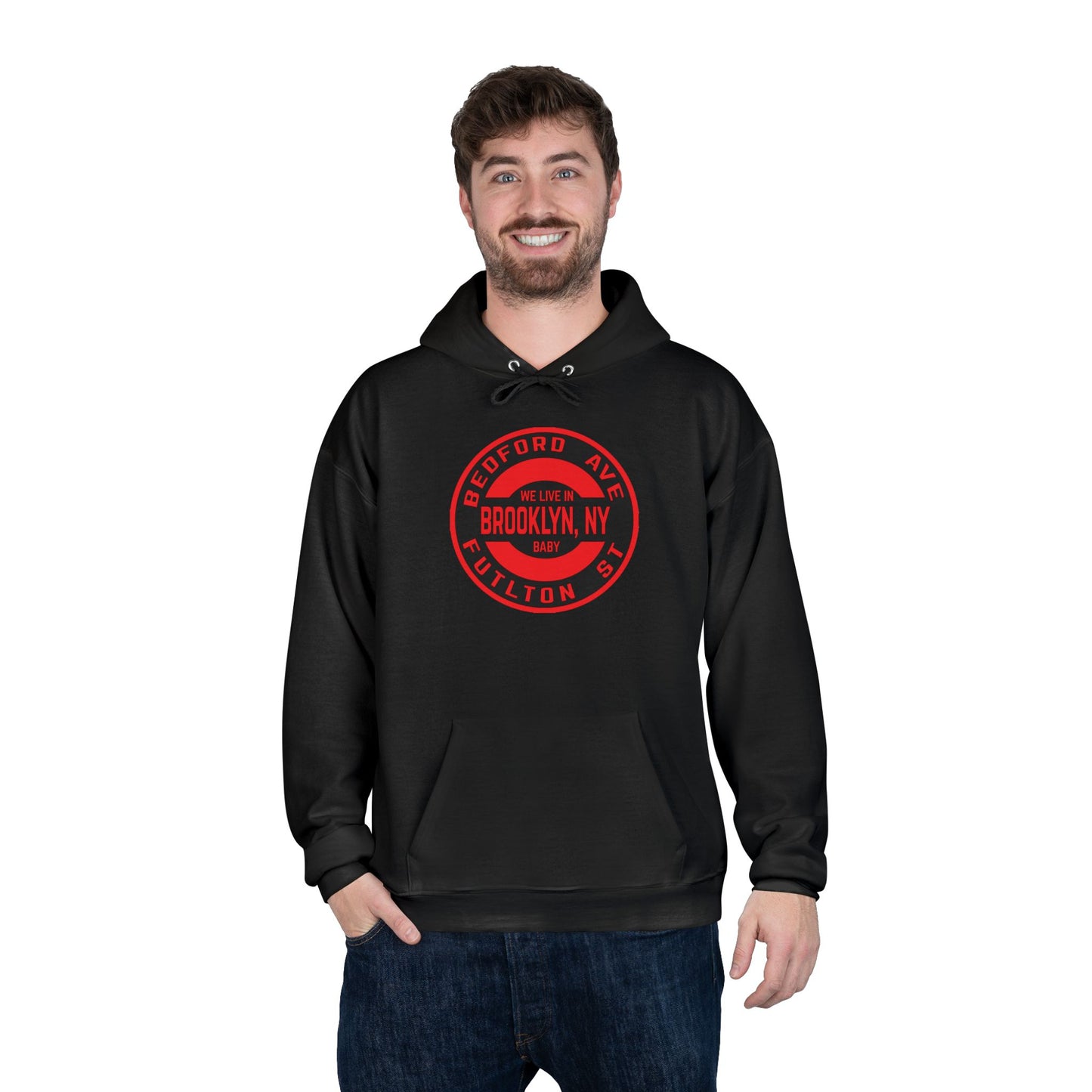 Brooklyn, NY- RED - Unisex EcoSmart® Pullover Hoodie Sweatshirt