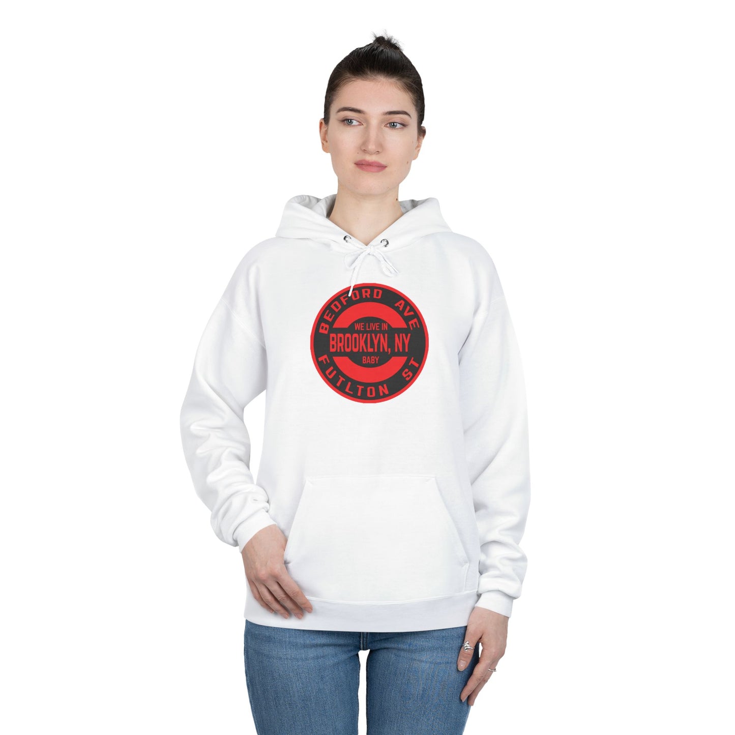 Brooklyn, NY- RED - Unisex EcoSmart® Pullover Hoodie Sweatshirt