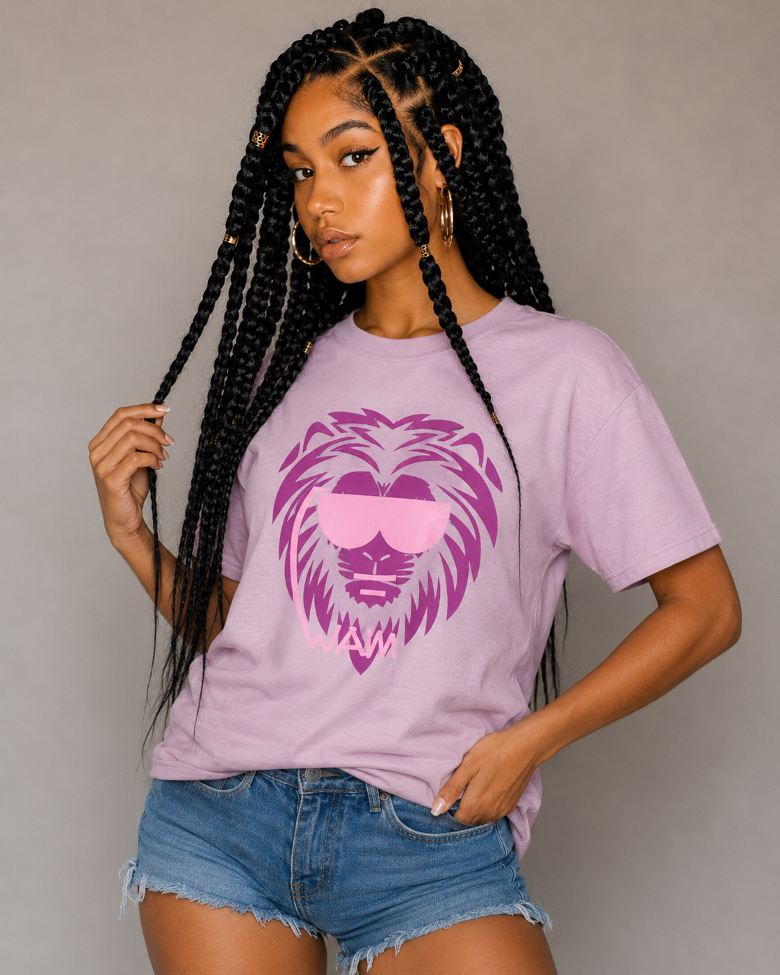 Beastmode Lion T‑Shirt — Pink on Pink