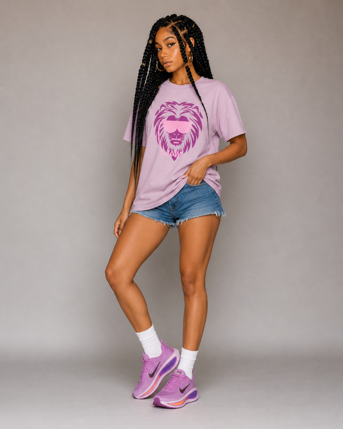 Beastmode Lion T‑Shirt — Pink on Pink