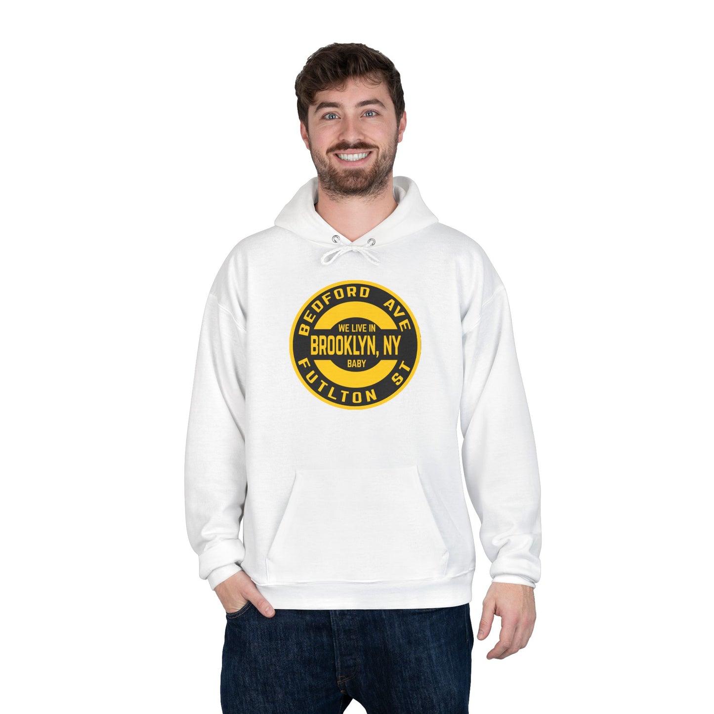 Brooklyn, NY -Yellow - Unisex EcoSmart® Pullover Hoodie Sweatshirt