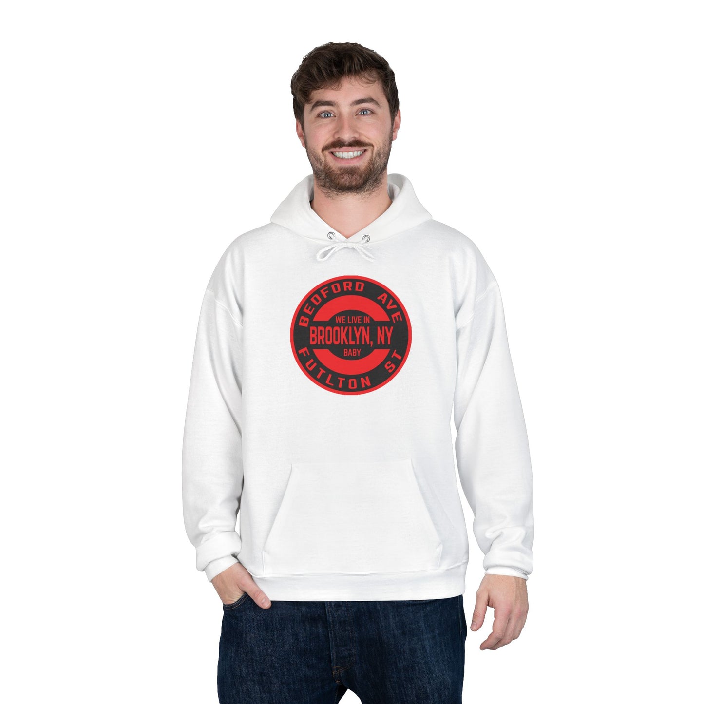 Brooklyn, NY- RED - Unisex EcoSmart® Pullover Hoodie Sweatshirt