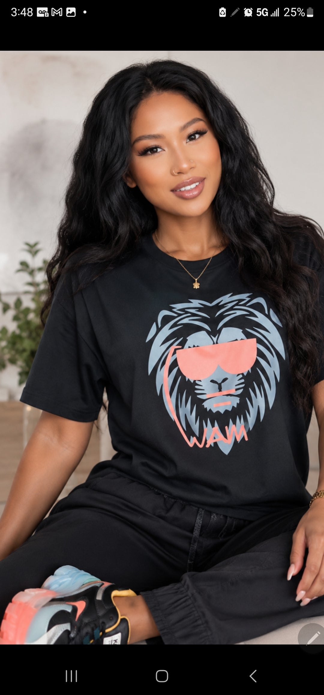 - Beastmode - WAM Lion T‑Shirt — Peach - Retro Sunglasses