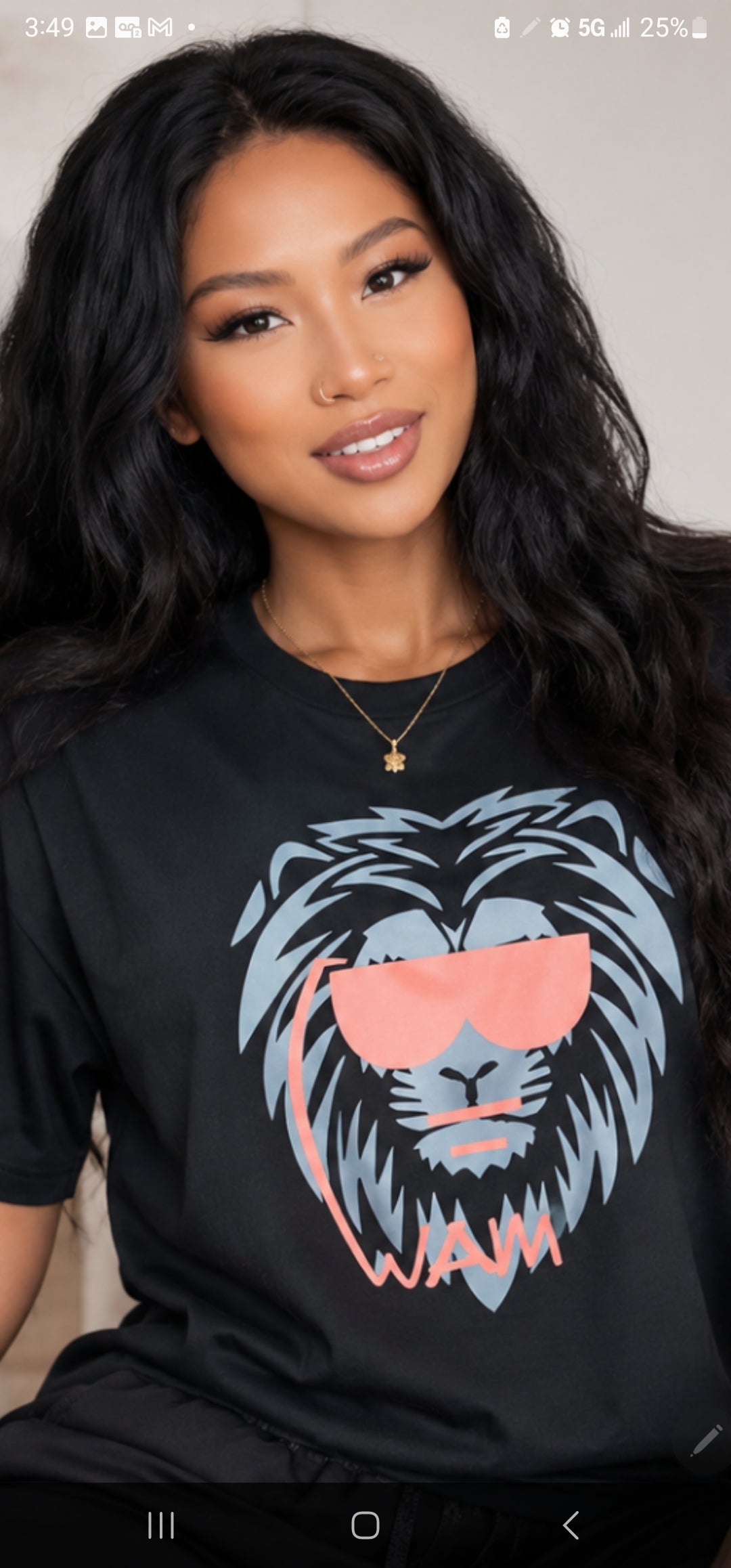 - Beastmode - WAM Lion T‑Shirt — Peach - Retro Sunglasses