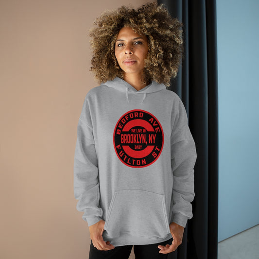 Brooklyn, NY- RED - Unisex EcoSmart® Pullover Hoodie Sweatshirt